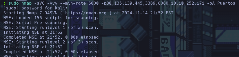 Imagen 4: Reconocimiento con Nmap de puertos especificos